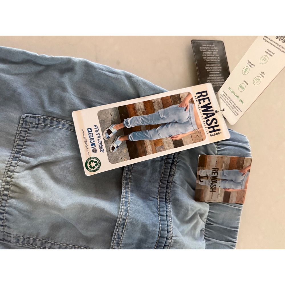 Rewash Womens Utility Jogger Pants Light Wash Blue Cargo Tencel Blend Size Large - Picture 4 of 8